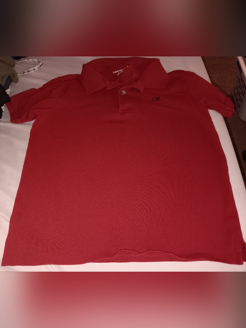 Boys Size Medium, Calvin Klein Jeans Red Polo with CK Chest Logo